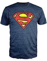 Superman Logo Shield Heathered Navy Slim-Fit T-Shirt
